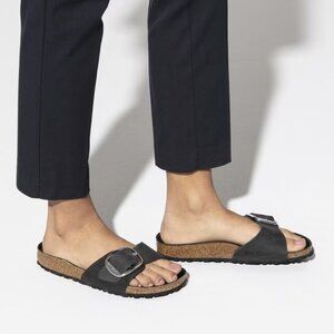 Birkenstock Classy Madrid Big Buckle Oiled Leather - Black Size 40